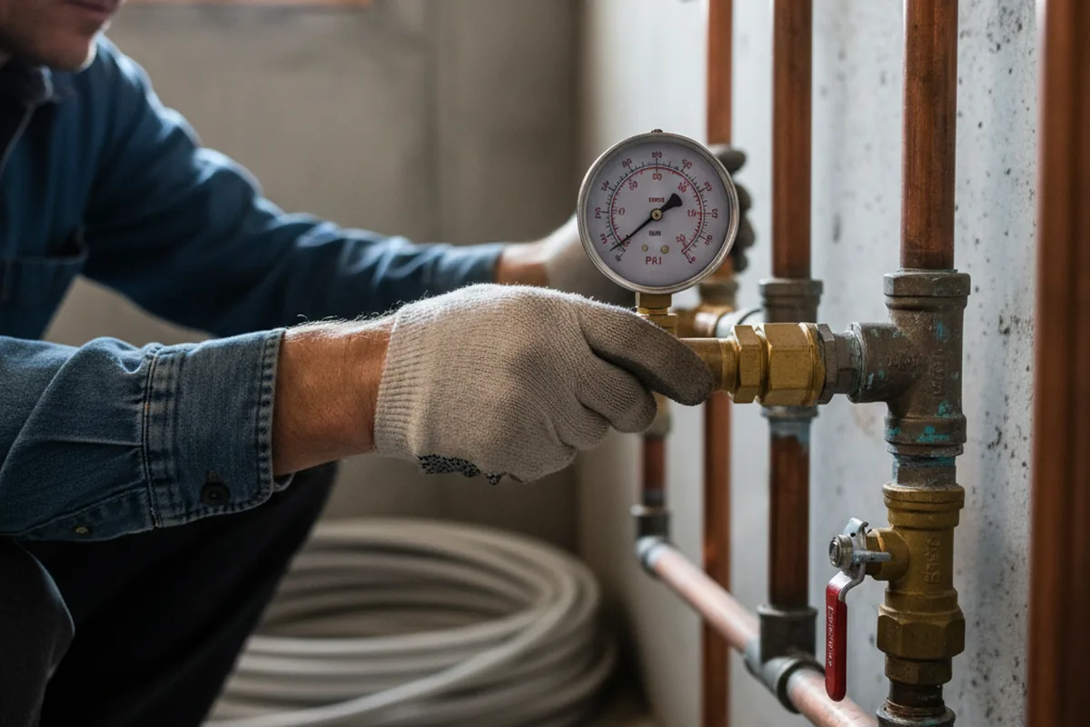 Pressure testing a repaired line during Water Line Repair in Willows